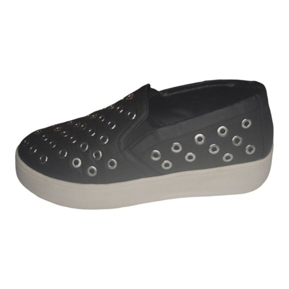 Steve Madden Platform Sneakers Women Sz 7.5 Belit Rocker Geometric Black Leather - Picture 1 of 6